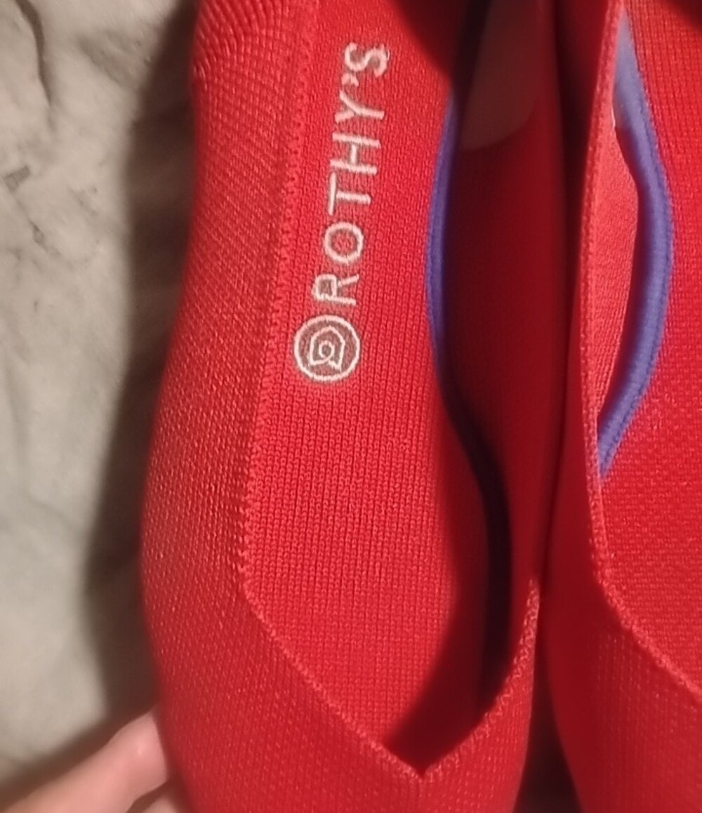 Rothy's Bright Red The Pointe Knit Flats Sz 9 - Picture 2 of 4